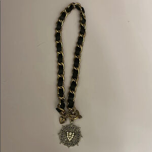 Juicy couture Gold and Black Chain Necklace with coat of arms and fleur de lis